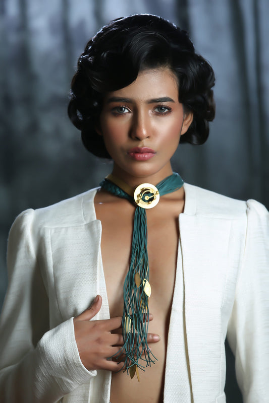 Contemporary Green & Gold Necklace 