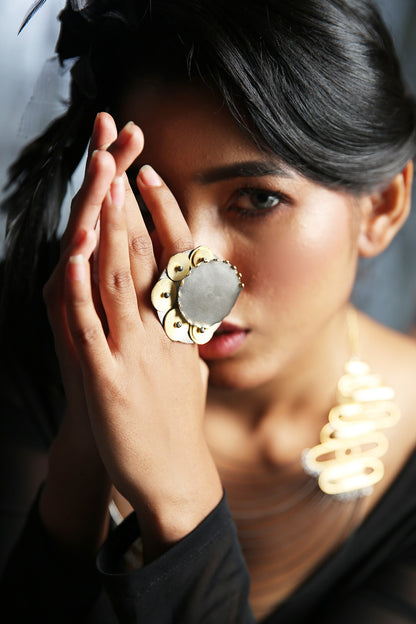 Designer Black & Gold Ring 