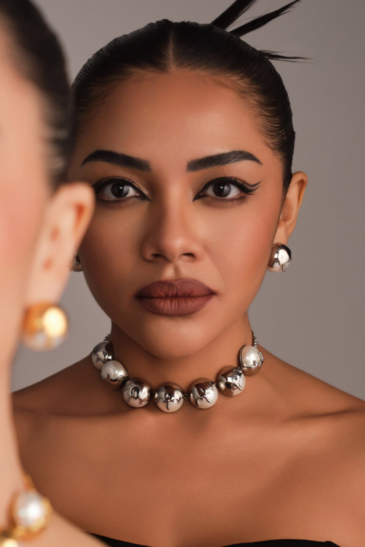 Dune Studs - Chrome Earrings 