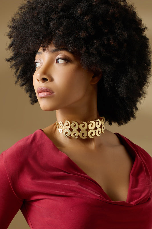 Floral Gold-Toned Choker Necklace 
