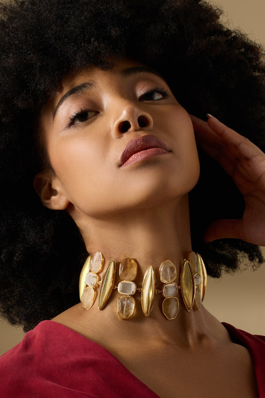 Gold Finish Elira Choker Necklace 