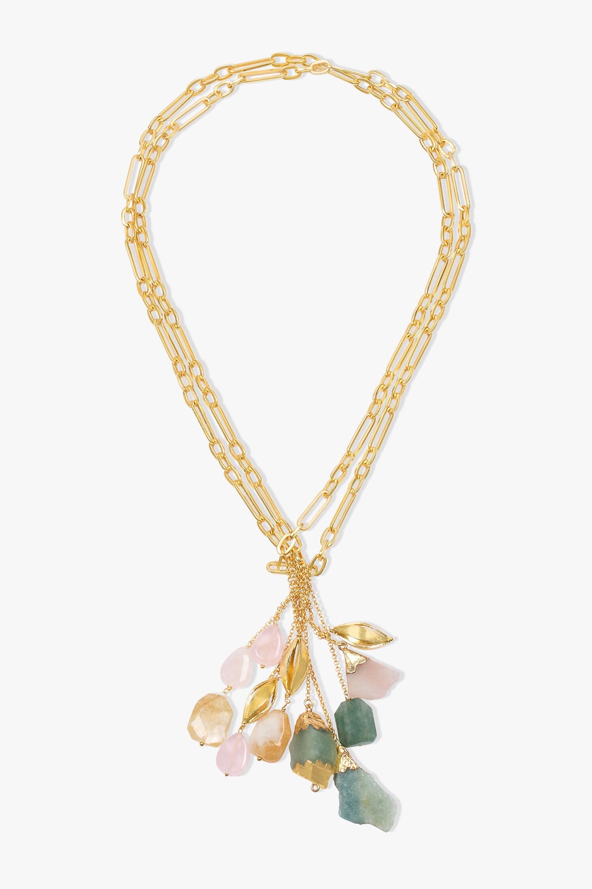 Multicolor Quartz Stone Pendant Necklace 