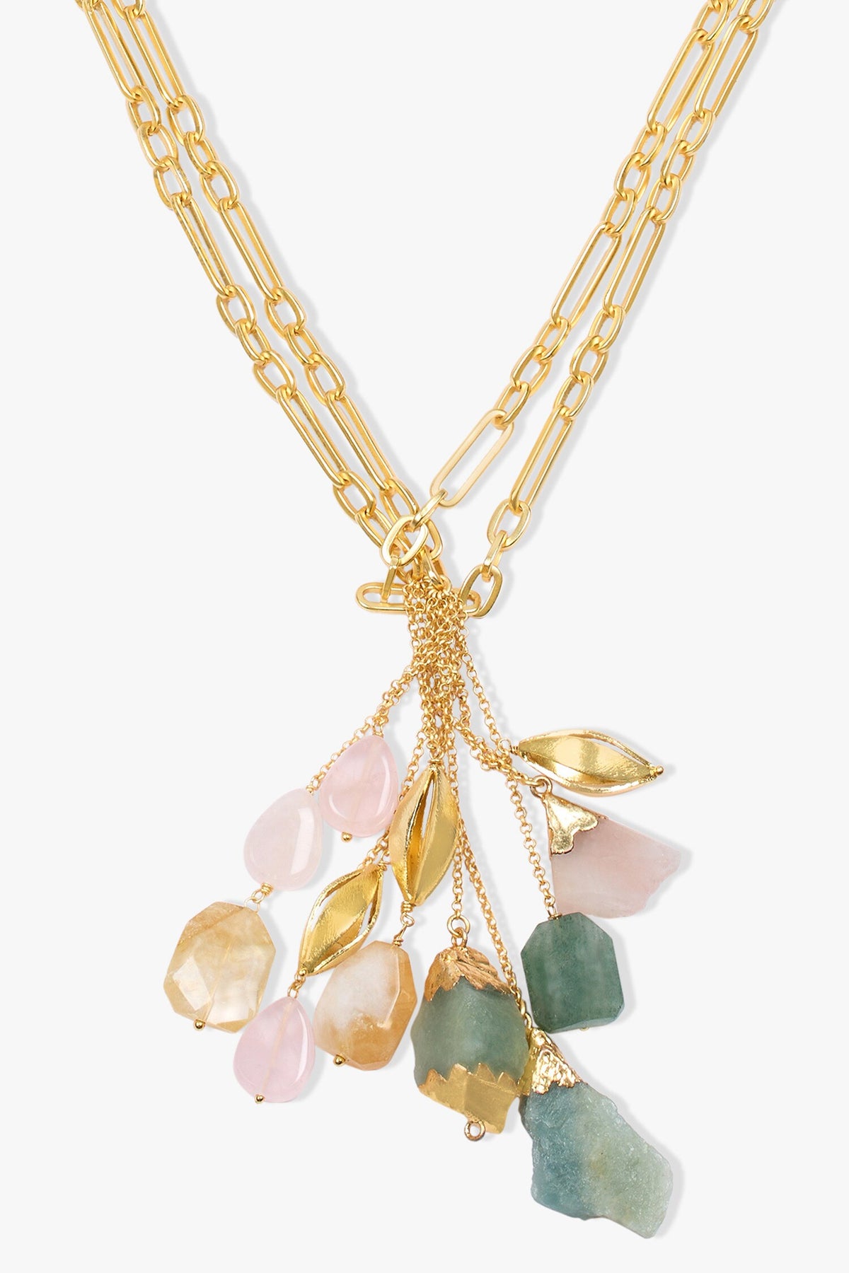 Multicolor Quartz Stone Pendant Necklace 