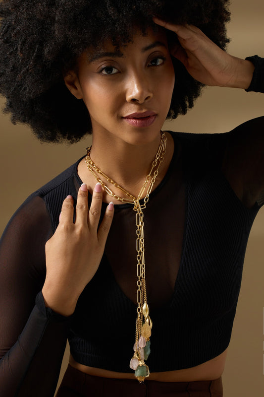 Multicolor Quartz Stone Pendant Necklace 