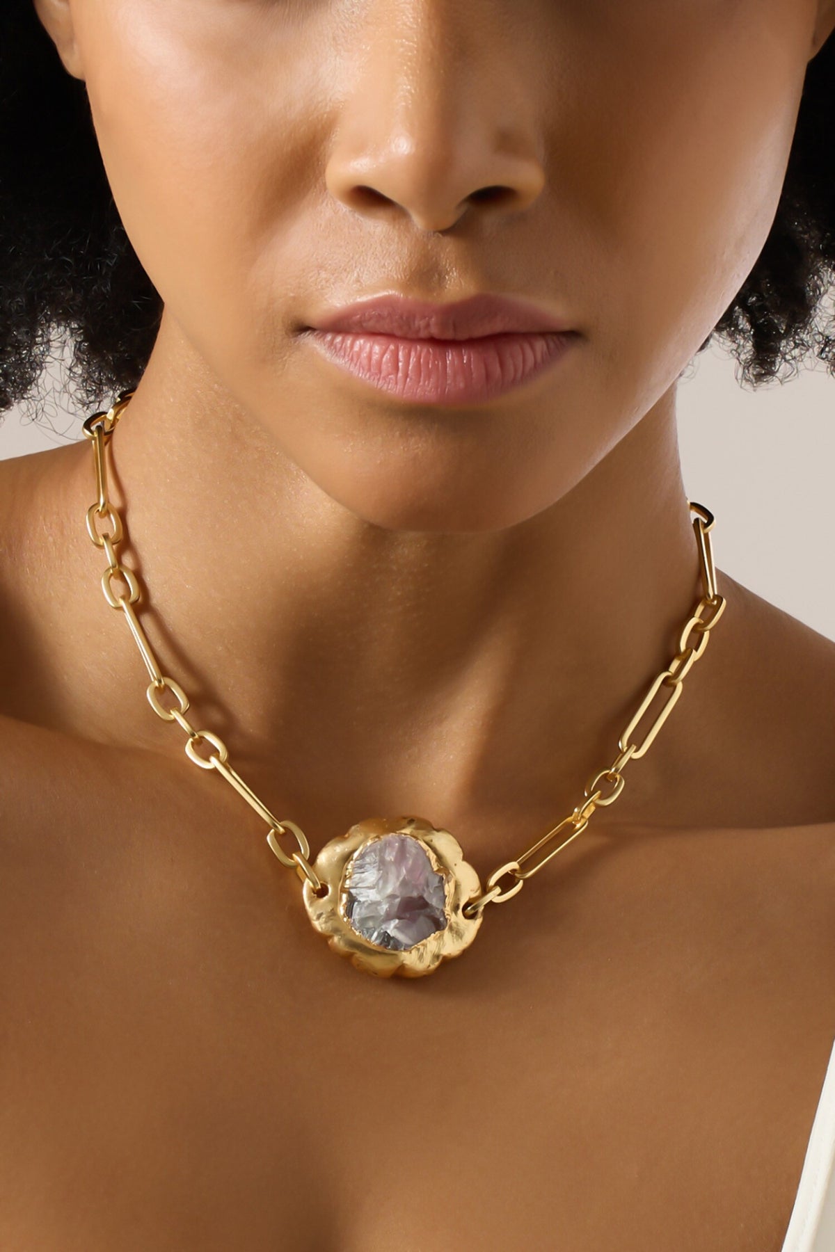 Sculptural Gold Finish Necklace 