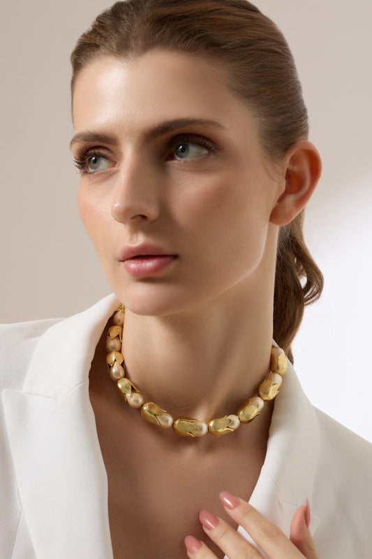 Baroque Pearl Gold Finish Necklace 