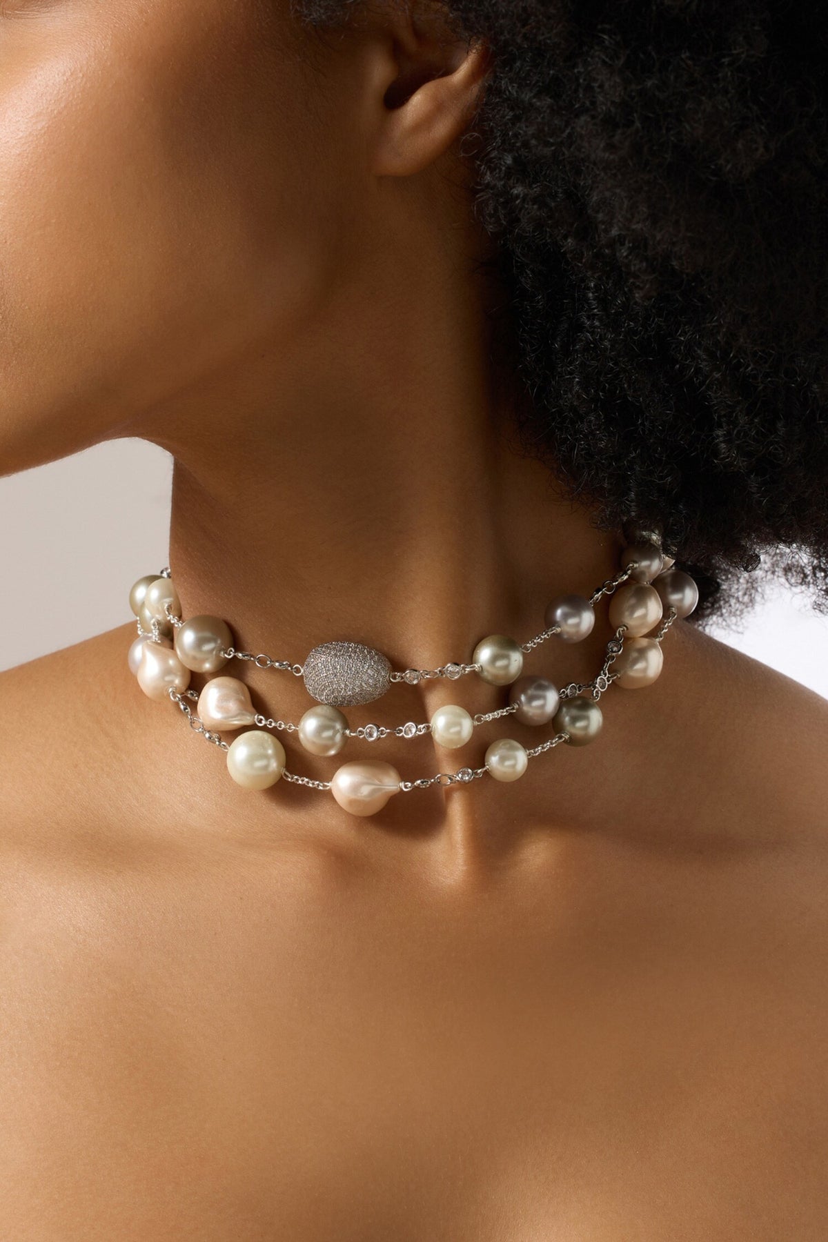 Multicolor Baroque Pearl Choker 
