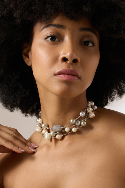 Multicolor Baroque Pearl Choker 