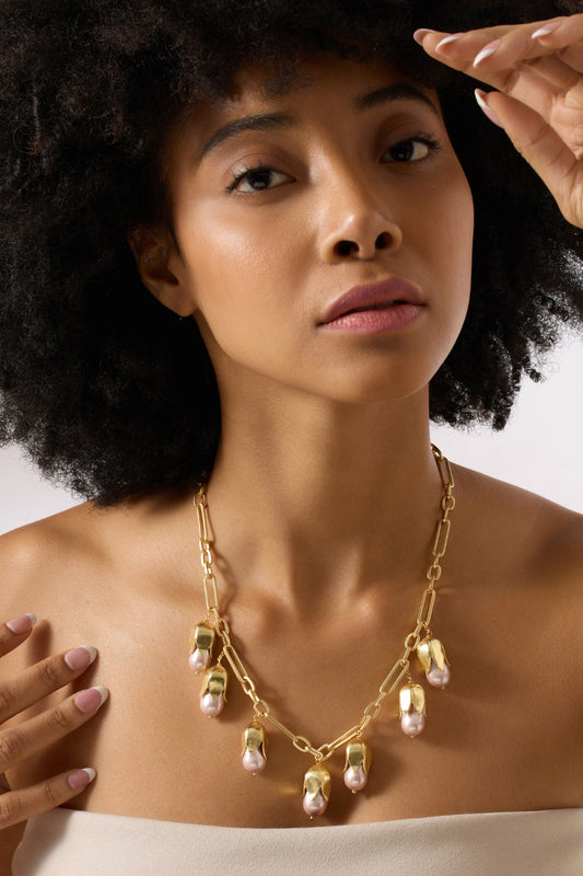Baroque Pearl Gold Finish Necklace 