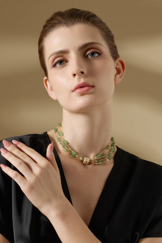 Contemporary Green Aventurine Choker Necklace 