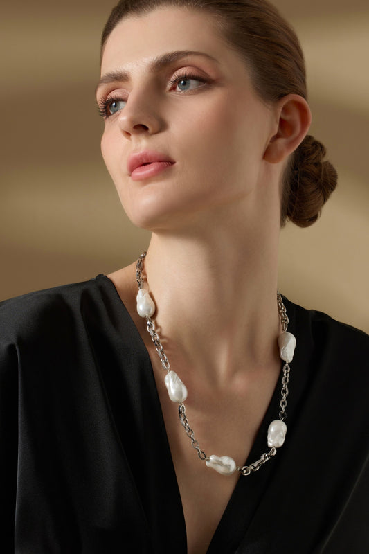 Sculpted Baroque Pearl Necklace 