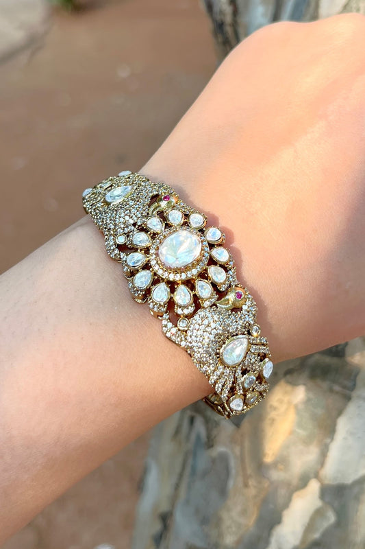 Designer Kundan Polki Gold Bangle 