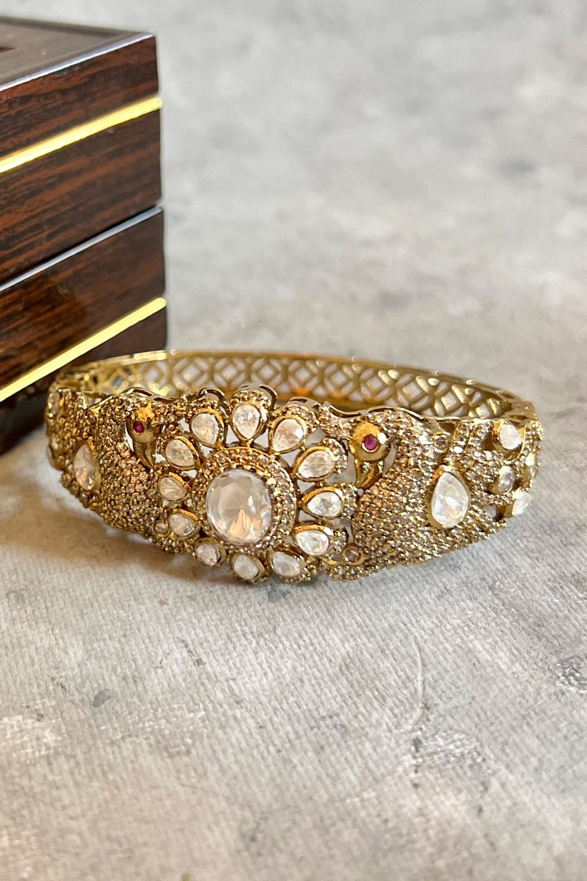 Designer Kundan Polki Gold Bangle 