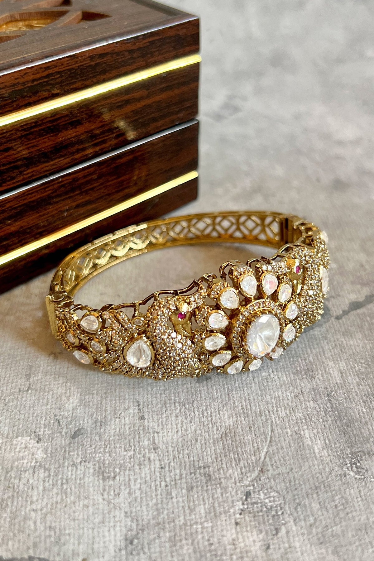 Designer Kundan Polki Gold Bangle 