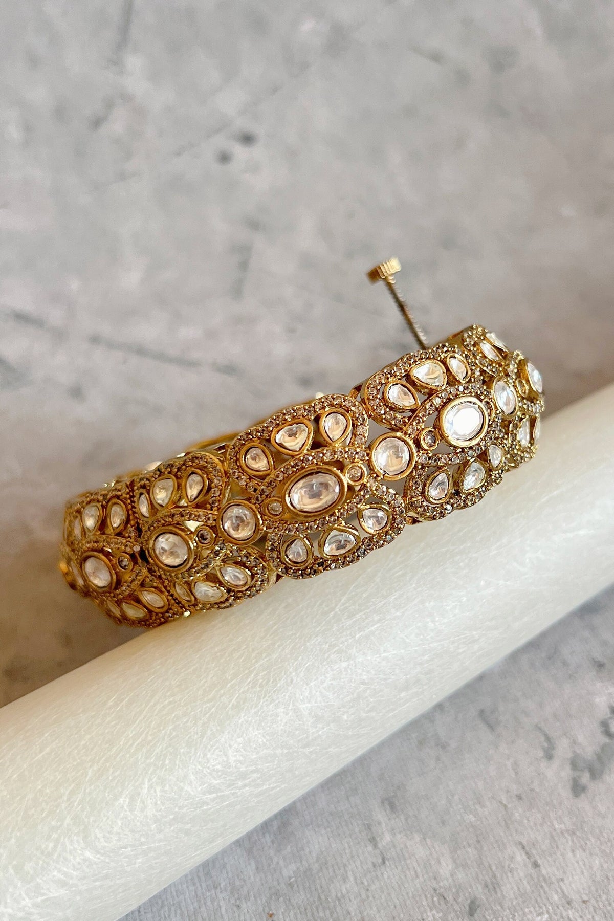 Kundan Polki Gold Finish Bangle 