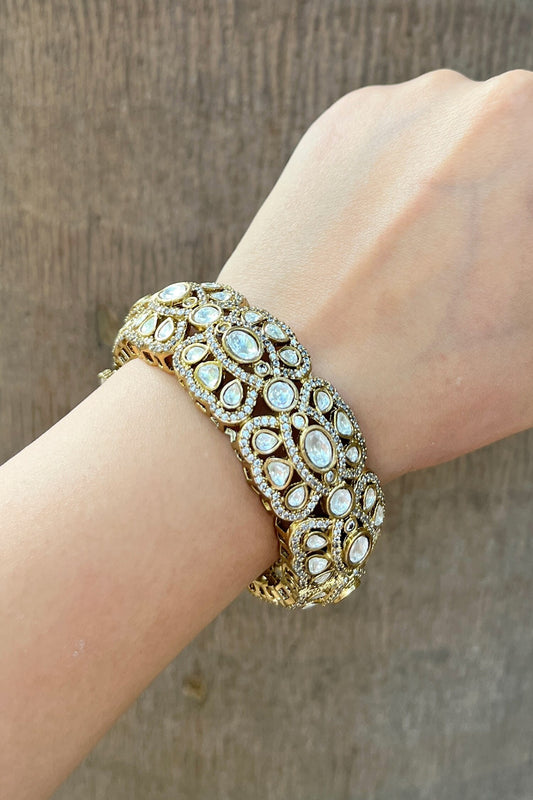 Kundan Polki Gold Finish Bangle 