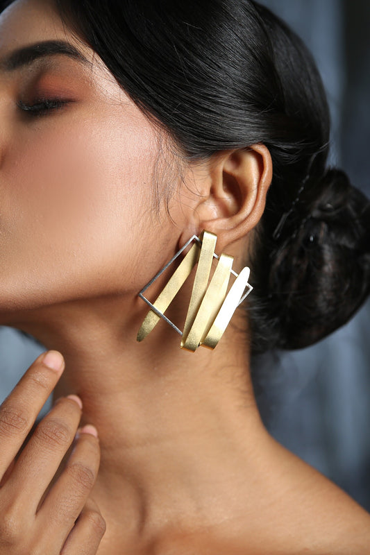 Contemporary Gold Plated Dangle Earrings 