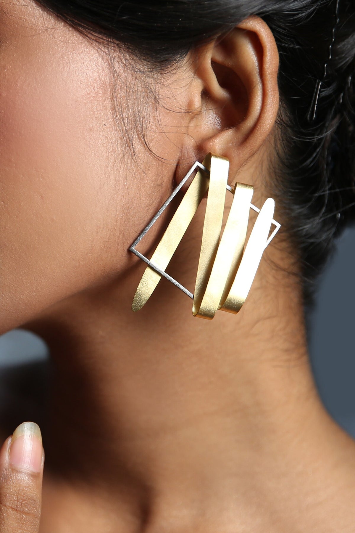 Contemporary Gold Plated Dangle Earrings 