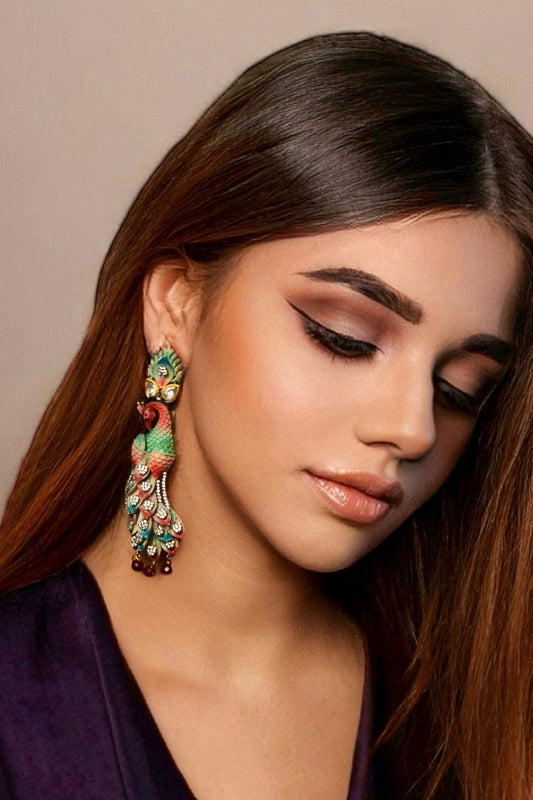 Bright Ombrey Peacock Luxe Dangler Earrings 