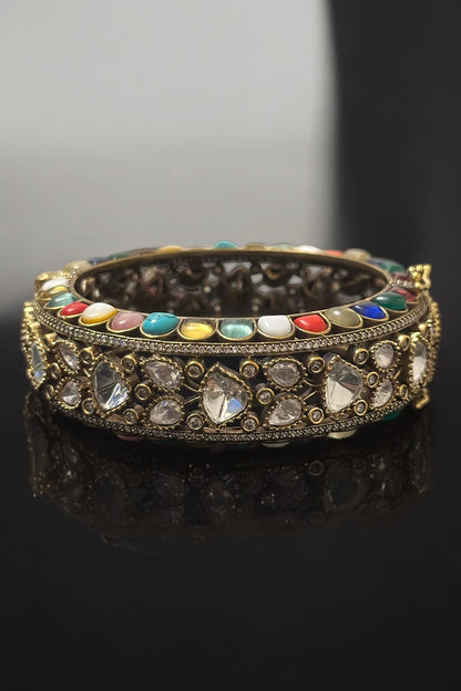 Antique Gold Navratan Designer Bracelet 