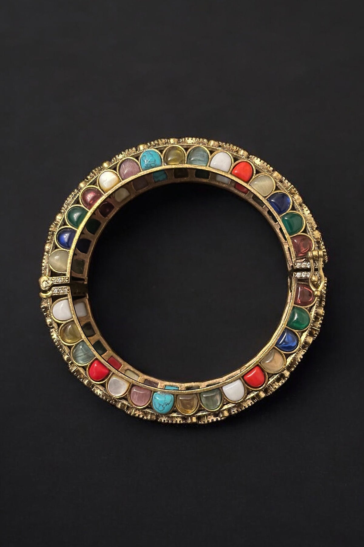 Antique Gold Navratan Designer Bracelet 