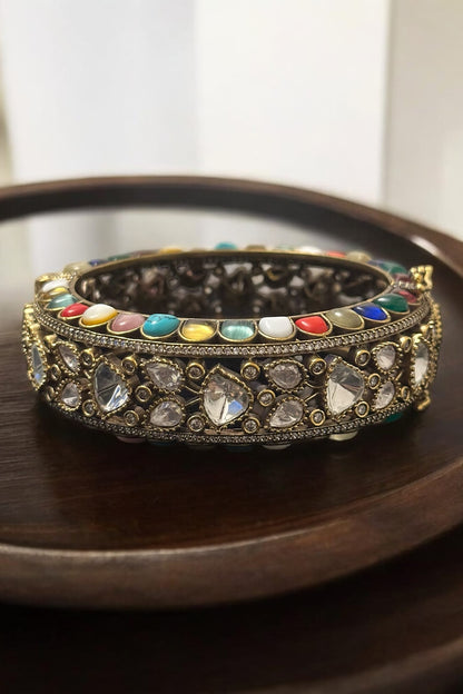 Antique Gold Navratan Designer Bracelet 