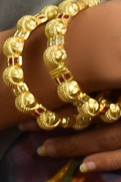 Gold Kundan Ruby Ever Glow Bangles 