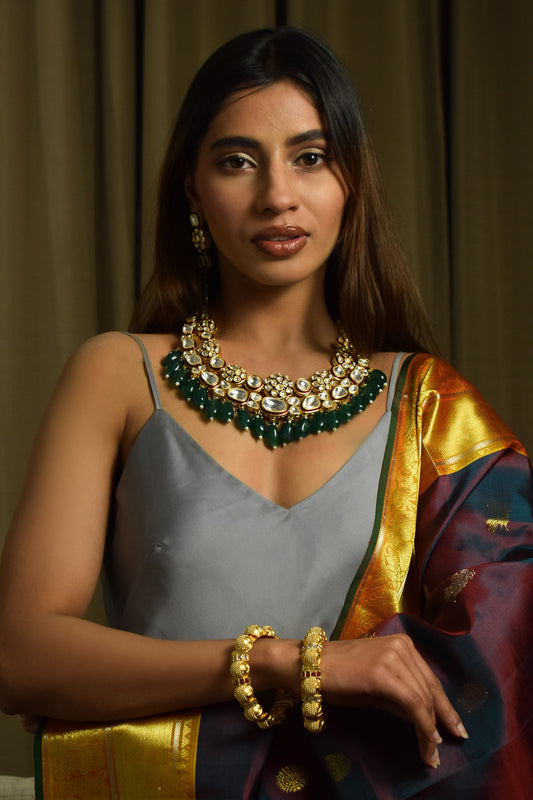 Gold Kundan Ruby Ever Glow Bangles 