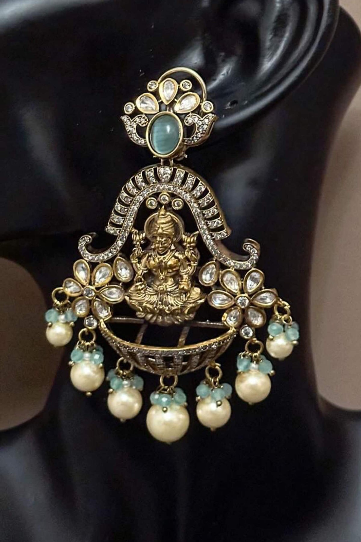 Antique Gold Moissanite Dangler Earrings 