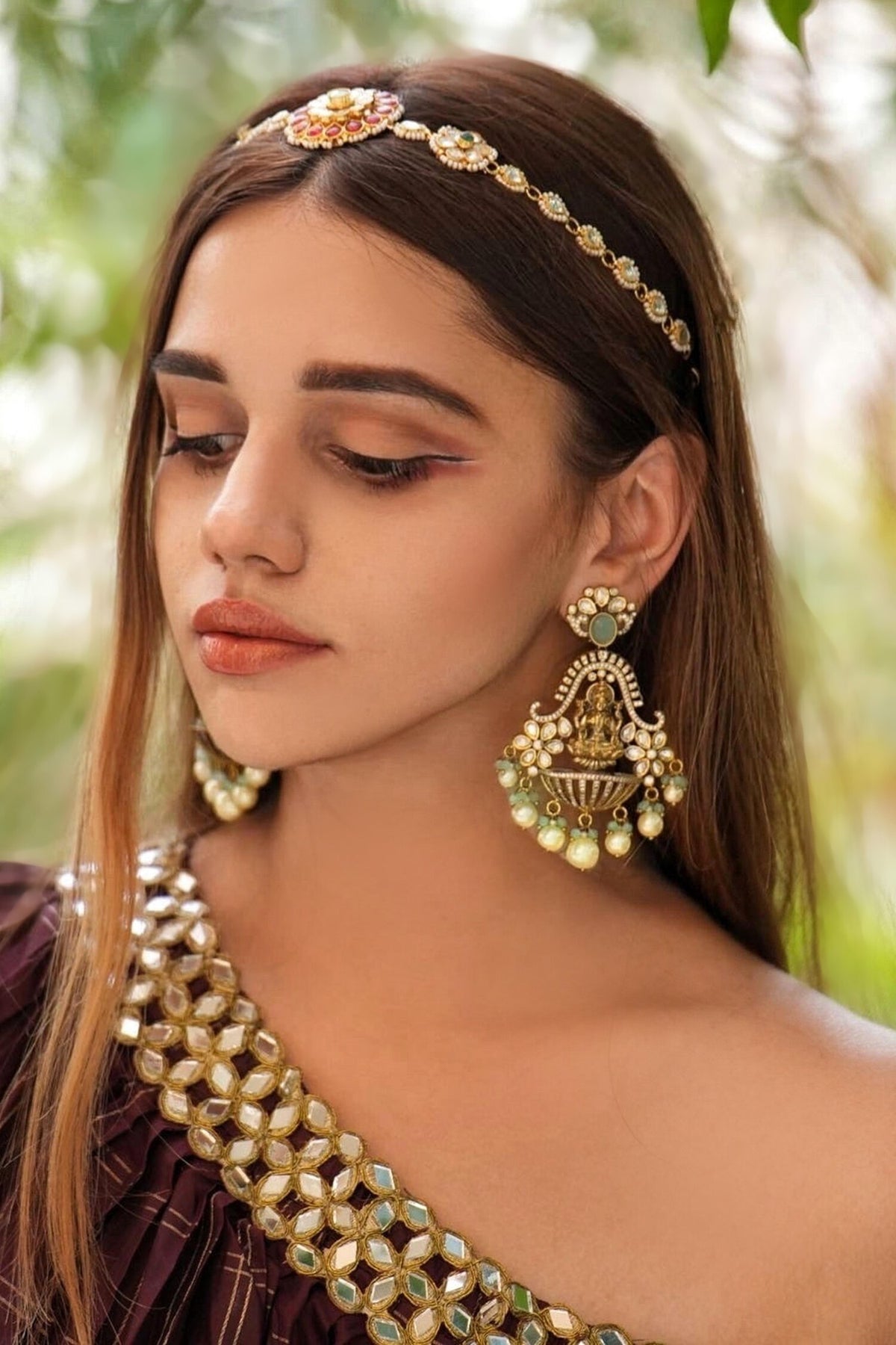 Antique Gold Moissanite Dangler Earrings 
