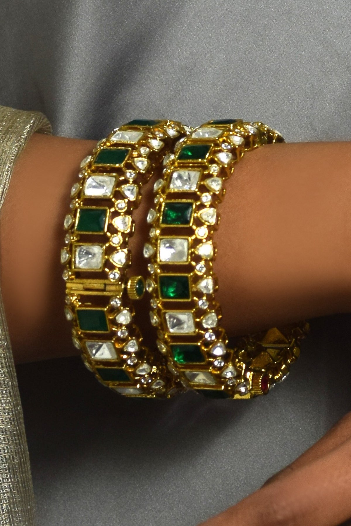 Emerald Gilded Empress Bangles 