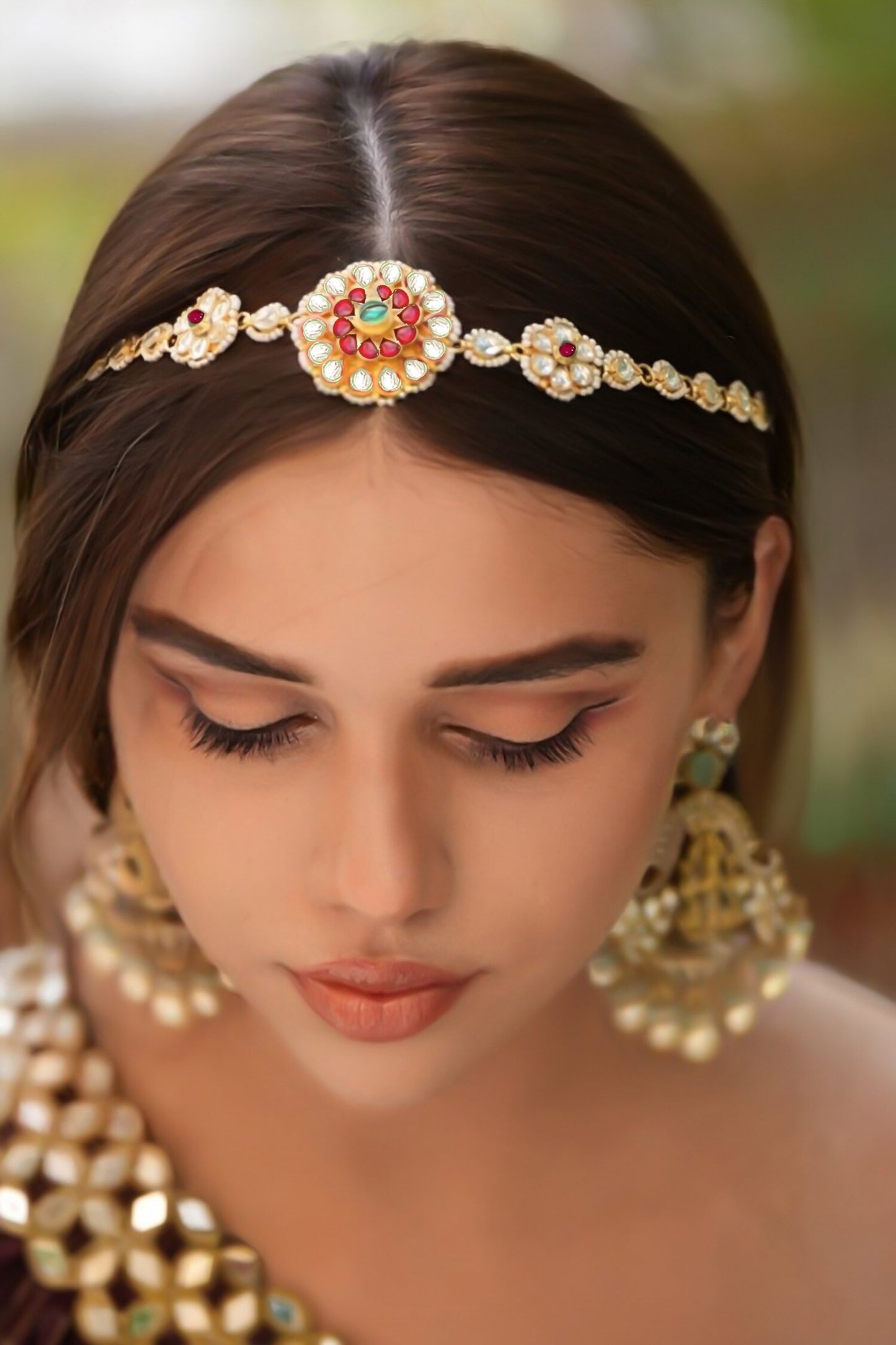 Gold & Ruby Polki Mathapatti 