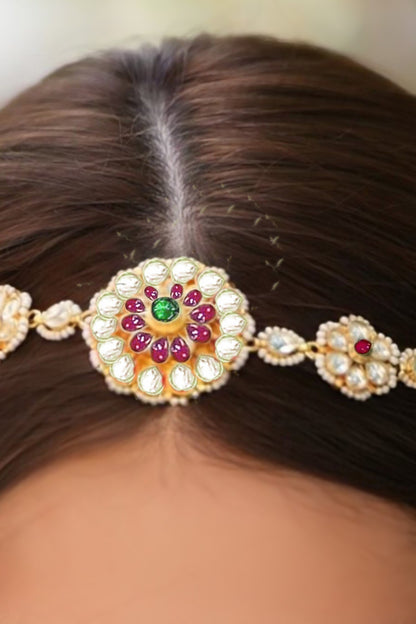 Gold & Ruby Polki Mathapatti 