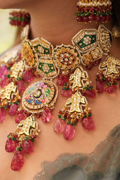 Heritage Gold Meenakari Jewellery Set 