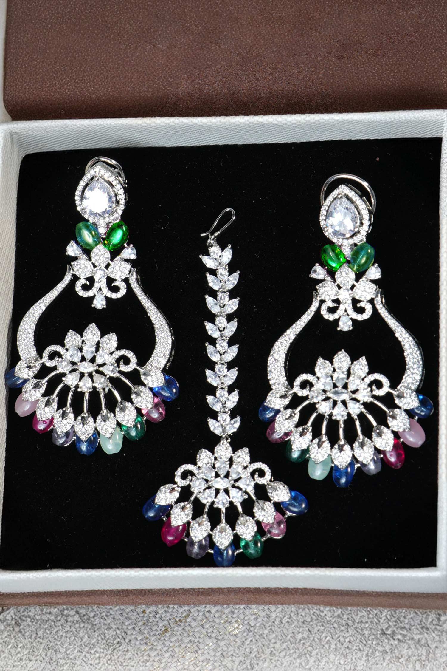 Multi Coloured Chandbali Teeka Set 