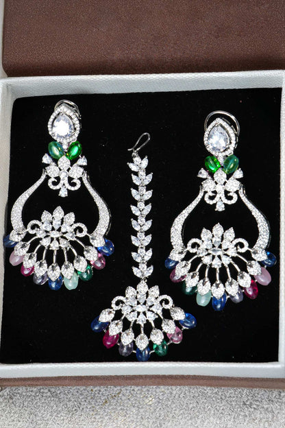 Multi Coloured Chandbali Teeka Set 
