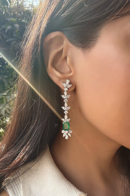 Emerald & White Stone Danglers 