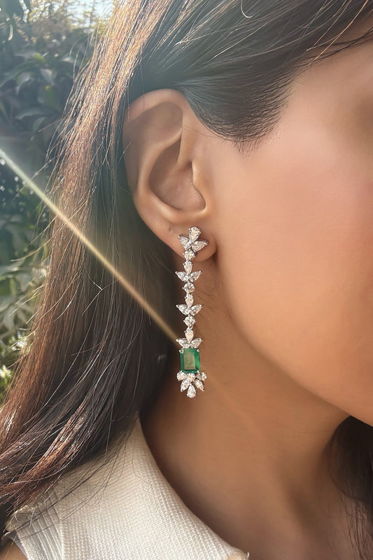Emerald & White Stone Danglers 