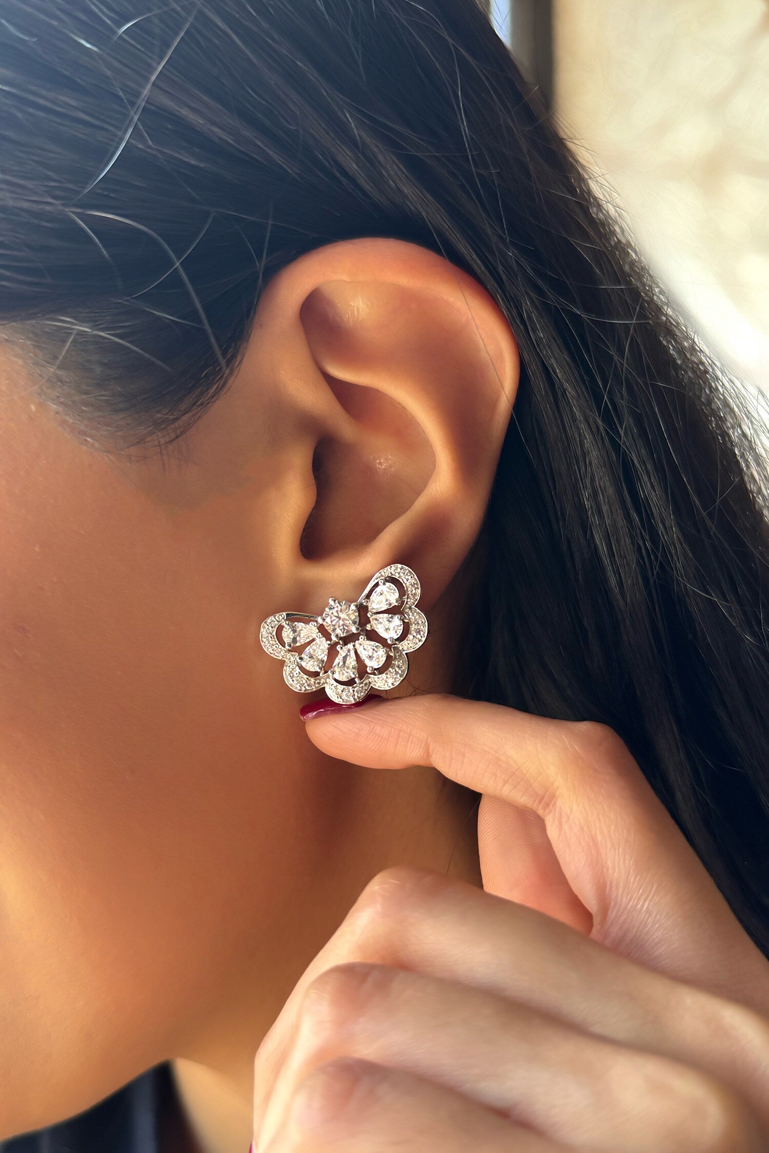 Fleuris Half Embellished Studs 