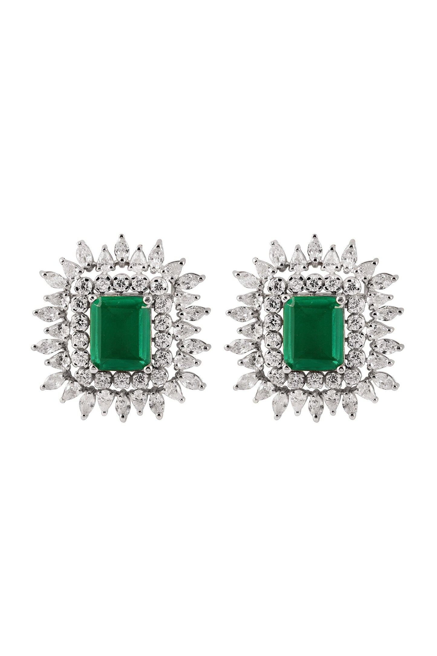 Green Stone Stud Earrings 