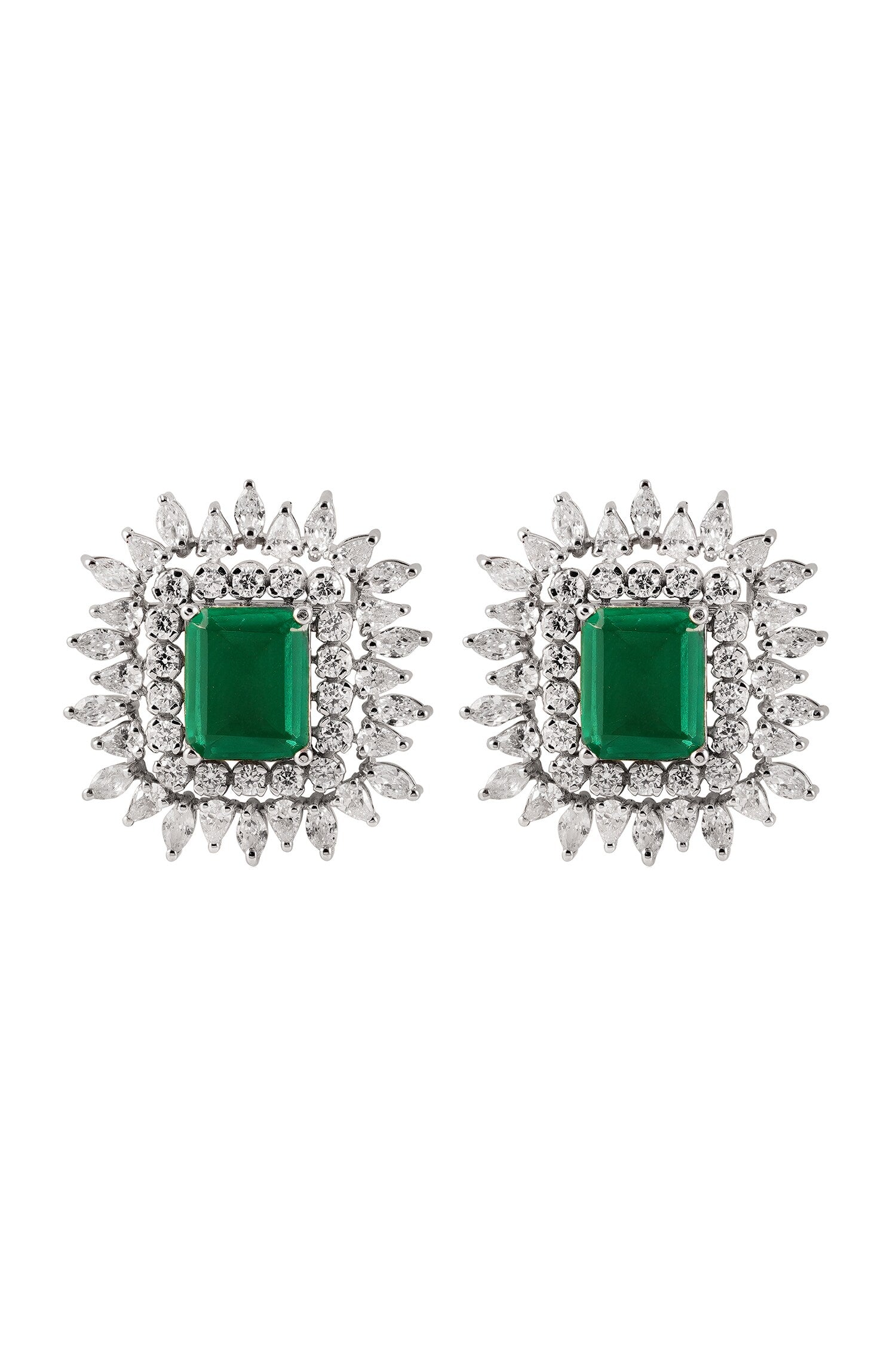 Green Stone Stud Earrings 