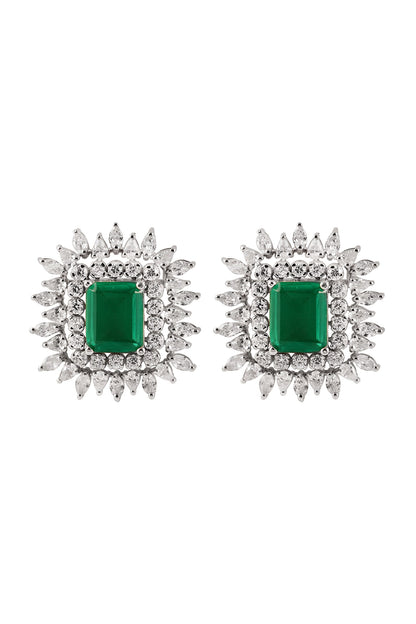 Green Stone Stud Earrings 
