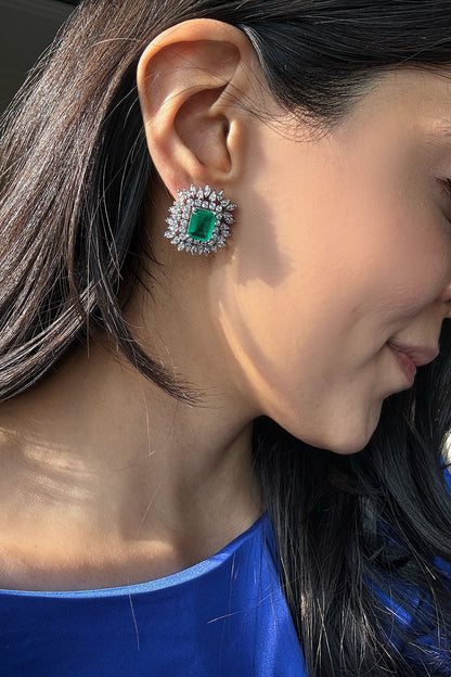 Green Stone Stud Earrings 