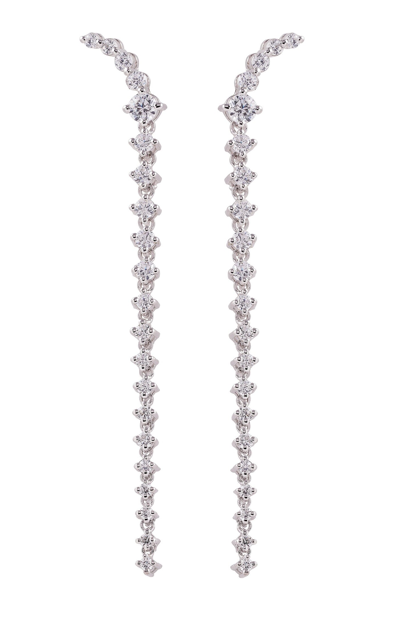 White Rhodium Plated Linea Drop Earrings 