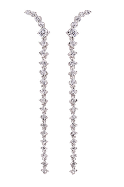 White Rhodium Plated Linea Drop Earrings 