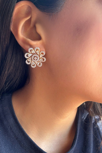 Designer Floral Stud Earrings 
