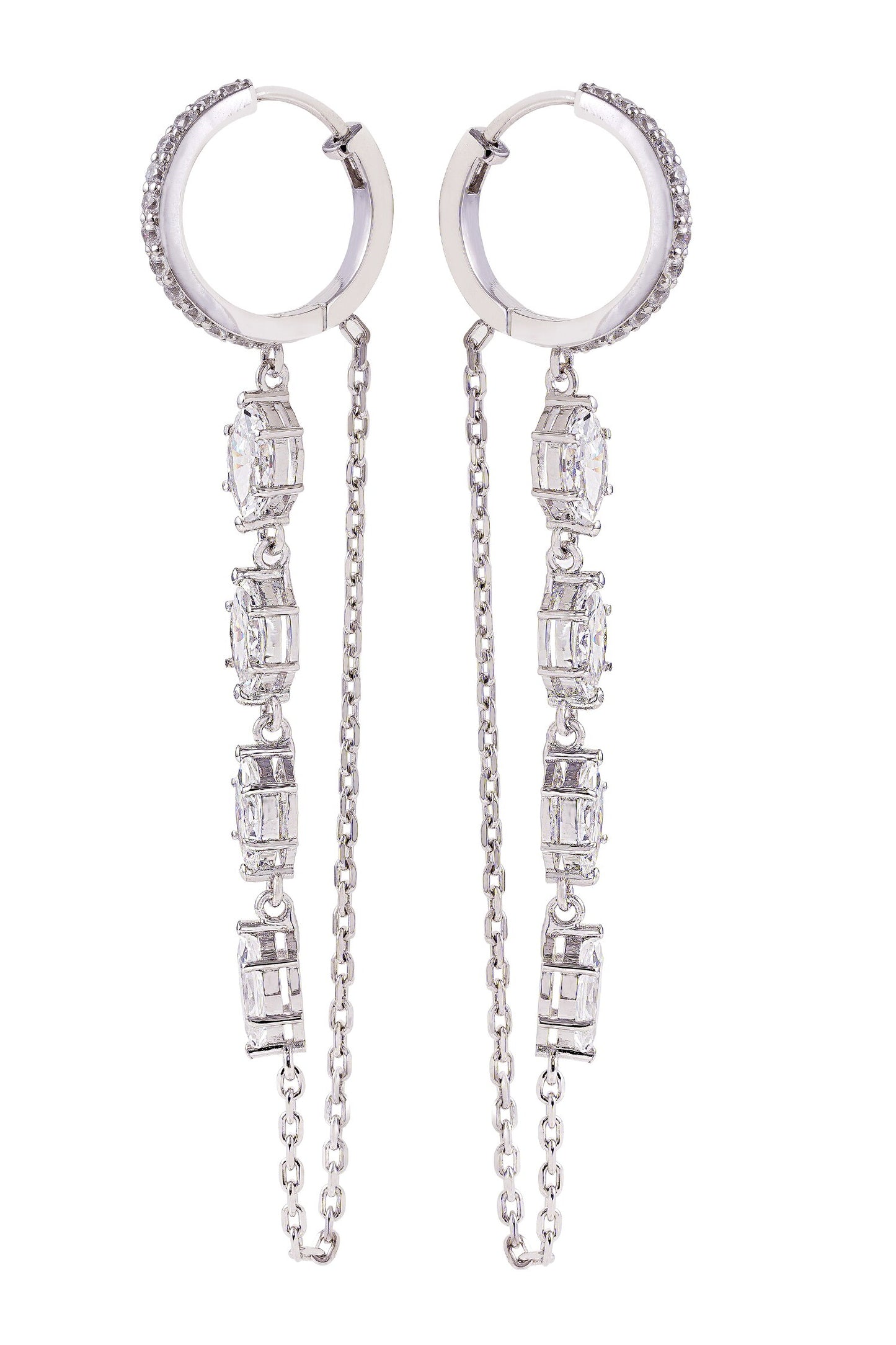Embellished Loop Chain Hoops 