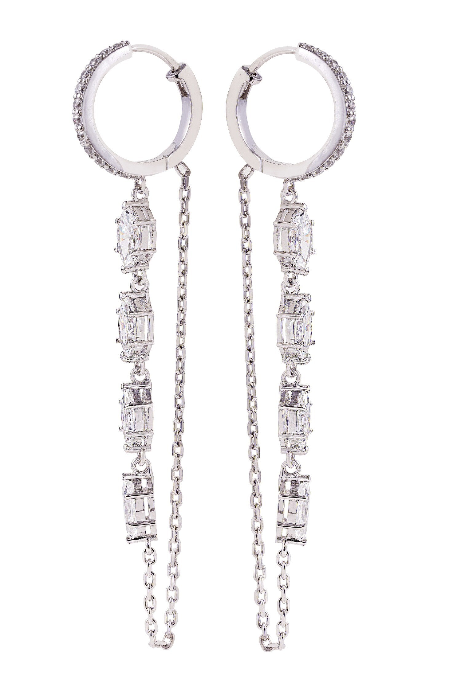 Embellished Loop Chain Hoops 