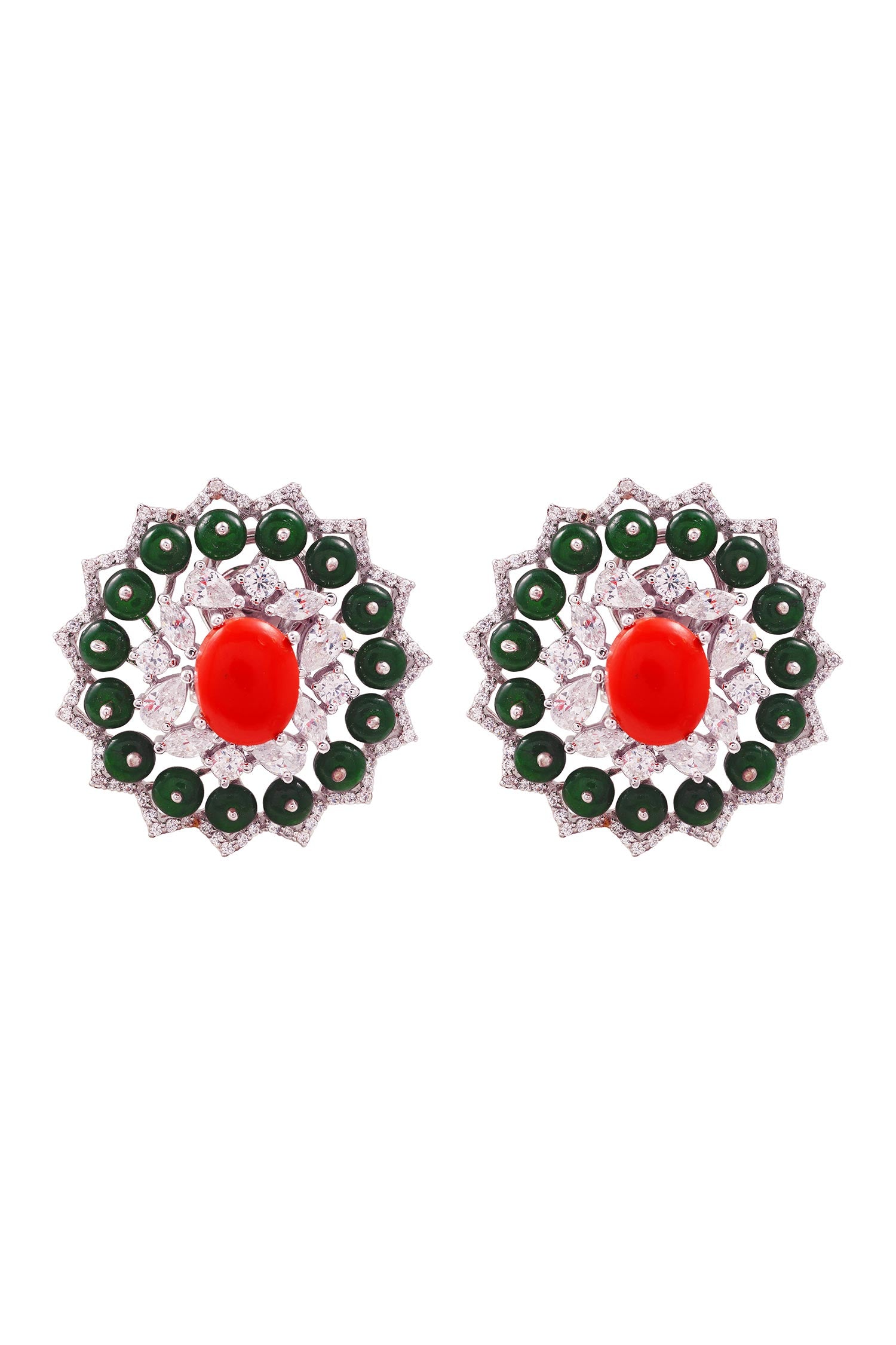 Eden Rush Coral & Green Stud Earrings 