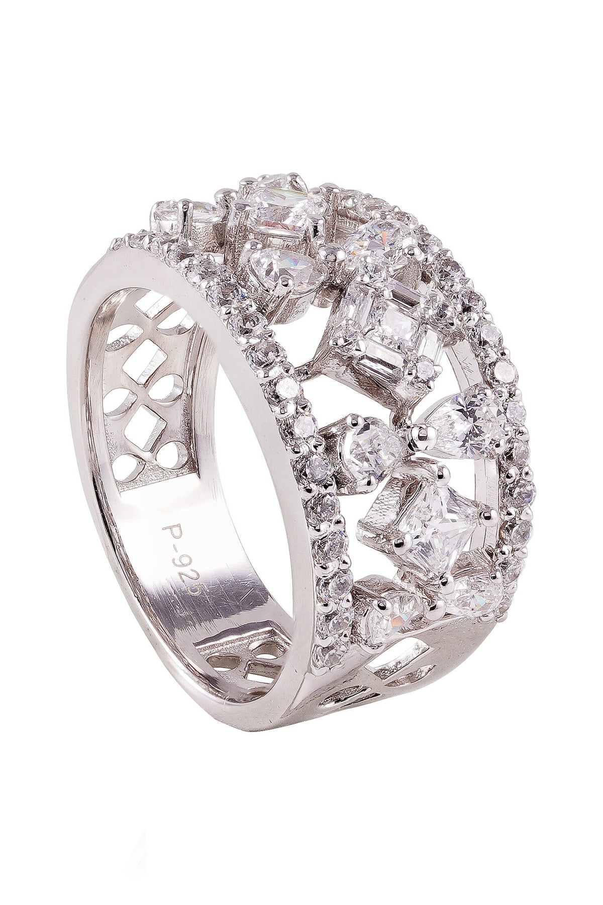 Designer White Rhodium Plated Lea Ring 